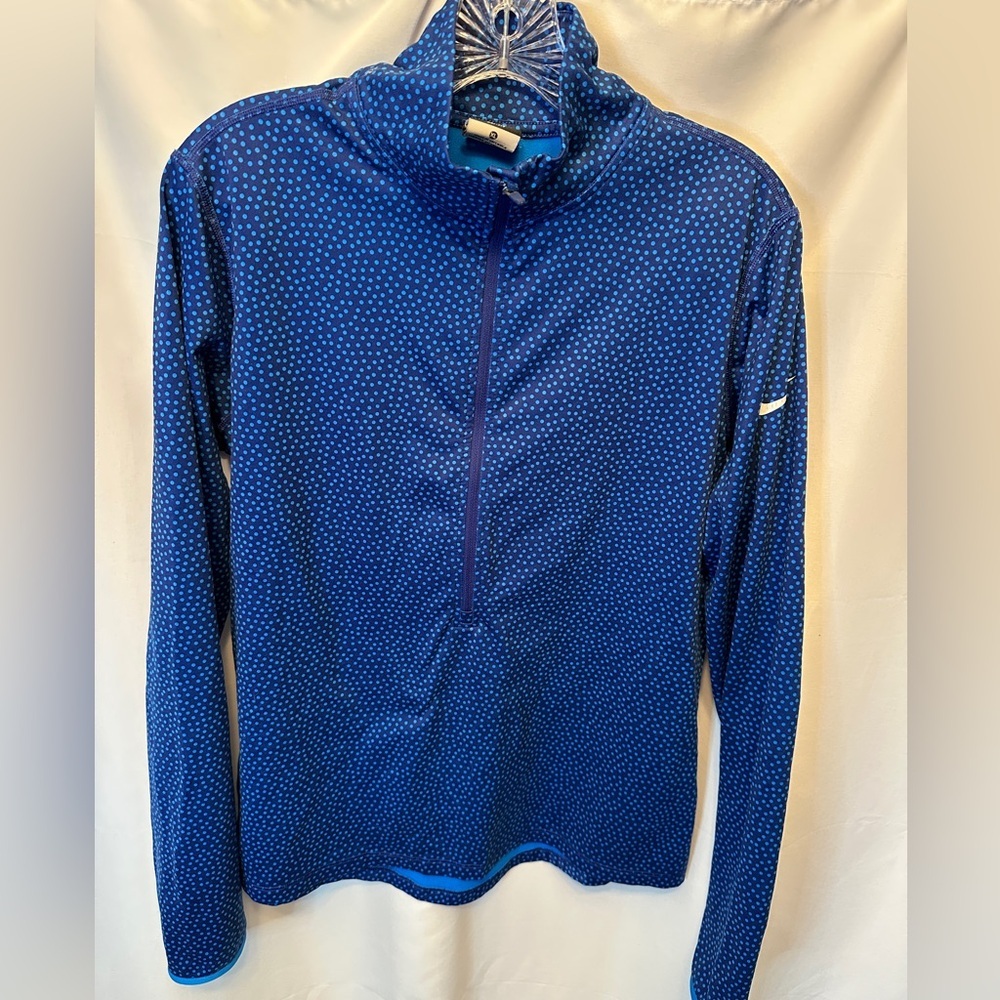 Nike Women’s XL Pro Dri Fit 1/2 Zip Pullover‎ Blue Polka Dot Running Walking